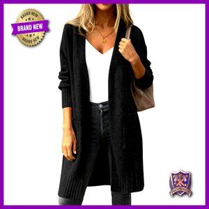 Oversized Chunky Knit Cardigan Long Sleeve Open Front Y2K Trendy Winter Sweater